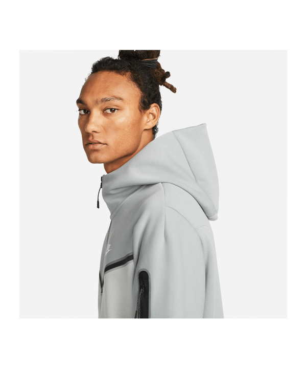 Nike Tech Fleece Kapuzenjacke Grau Weiss F074 - grau