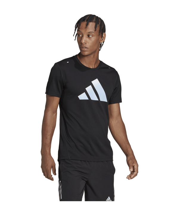 adidas Run Icons 3 Bar Logo Tee Black - schwarz