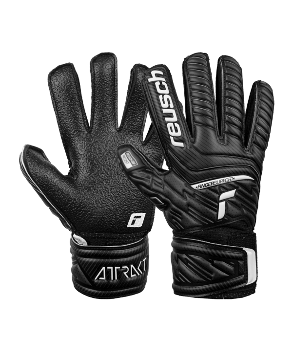 Reusch Attrakt Resist Finger Support Torwarthandschuh Kids Schwarz F7700 - schwarz
