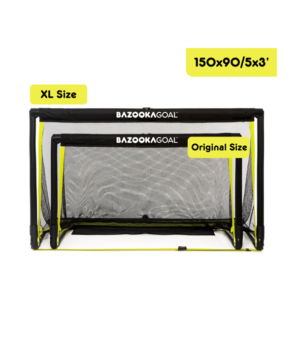 BAZOOKAGOAL Teleskoptor 150x90 cm Schwarz Gelb | Bazooka Tore für Funino Konzept | BGXL1 - schwarz