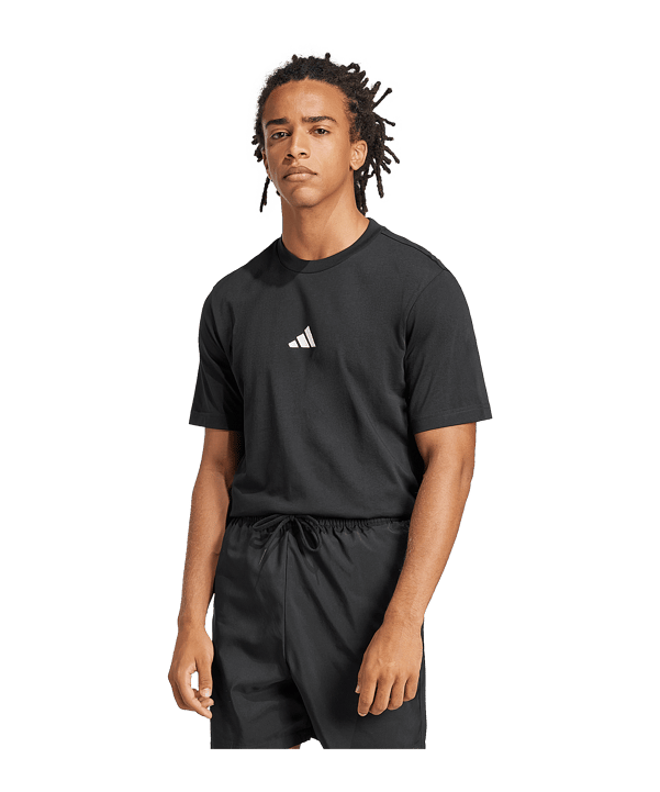 adidas Essentials Small Logo Single Jersey T-Shirt Schwarz - schwarz