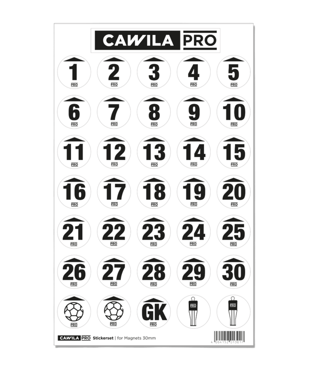 Cawila PRO Stickerset Rückennummer 30mm Schwarz - schwarz