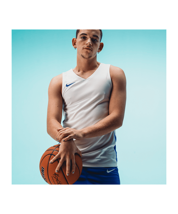 Nike Team Basketball Stock Trikot Weiss Blau F102 - weiss