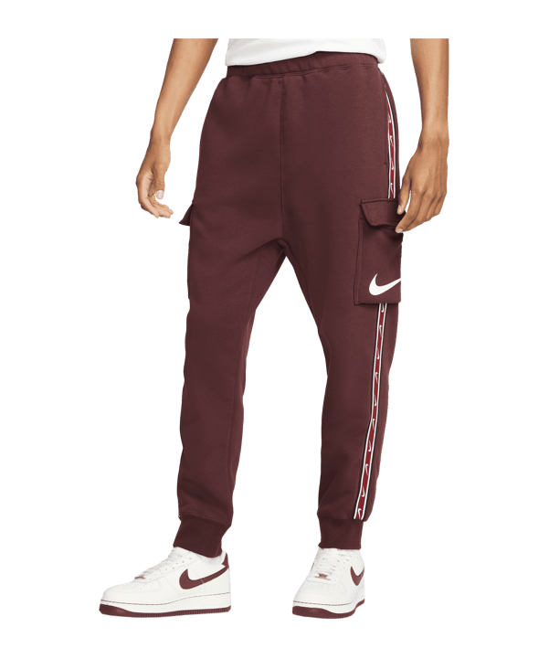 Nike Repeat Fleece Cargo Hose Rot Weiss F652 - rot