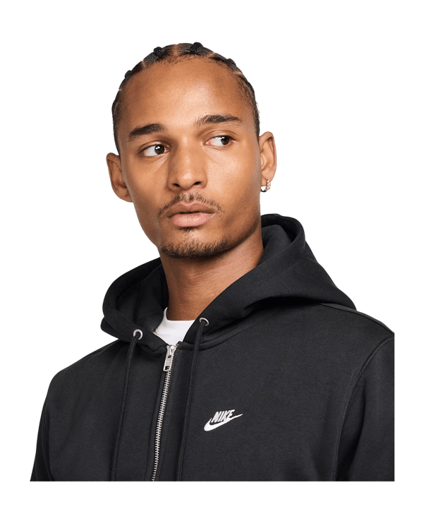Nike Club Fleece Kapuzenjacke Schwarz F010 - schwarz