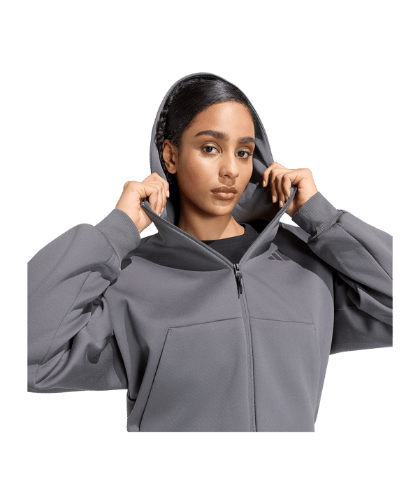 adidas Cropped Veste à capuche Femmes Gris - gris