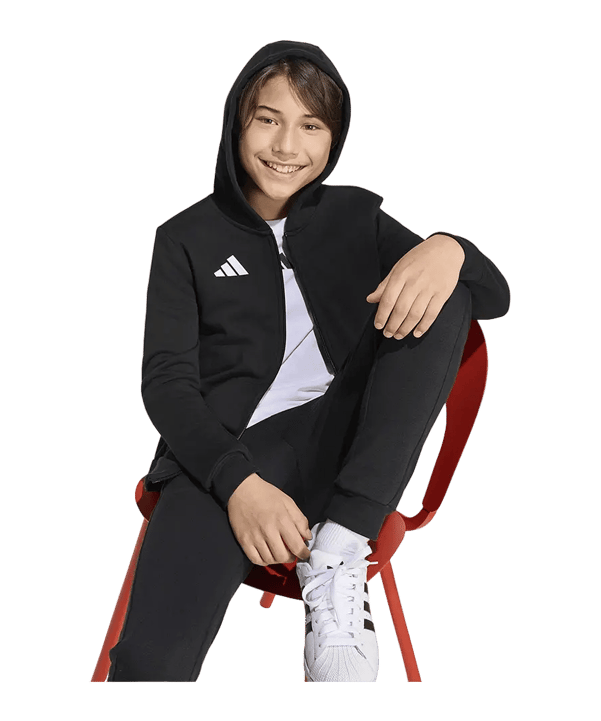 adidas Entrada 26 Kapuzenjacke Kids Schwarz - schwarz