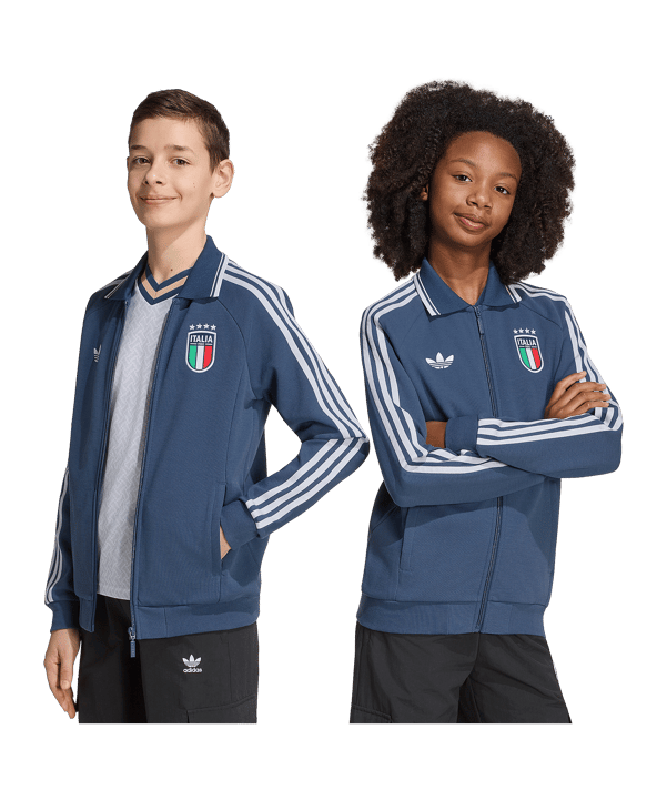 adidas Originals FIGC Italien Anthem Jacke Kids Blau - blau