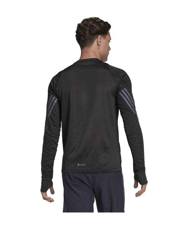 adidas Run Icon Full Reflective 3-Stripes Sweatshirt T-Shirt Noir ...