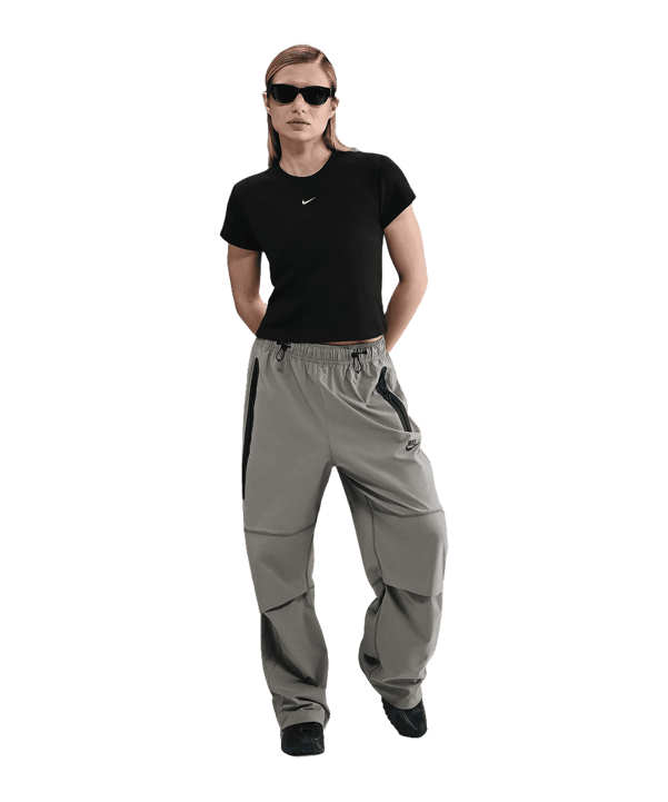 Nike NSW Rib T-Shirt Damen Schwarz F010 - schwarz