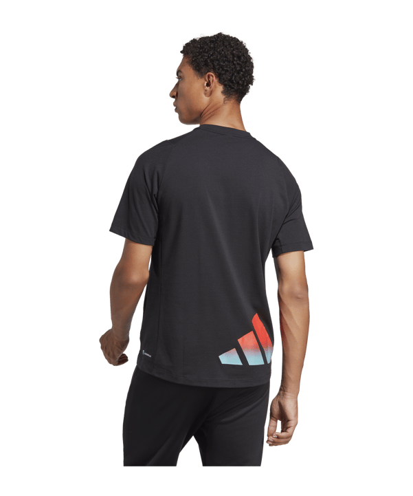 adidas 3Bar T-Shirt Schwarz Rot Blau - schwarz