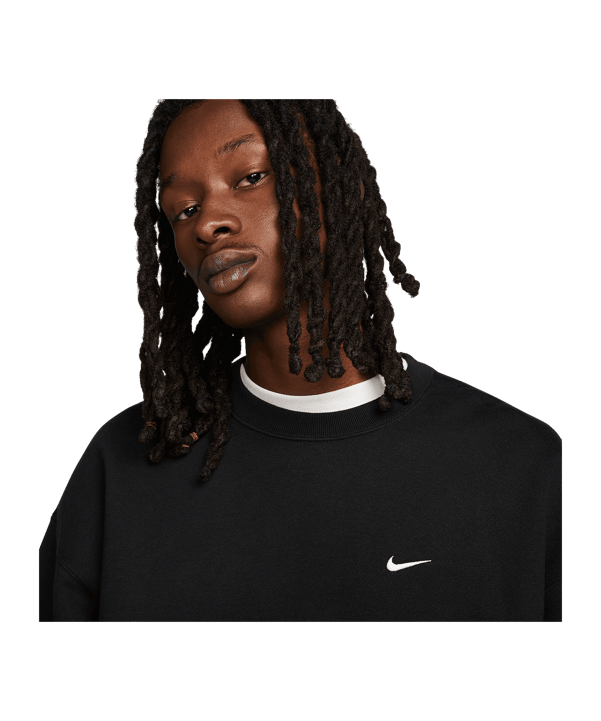 Nike Fleece Solo Swoosh Crew Sweatshirt Schwarz F010 - schwarz