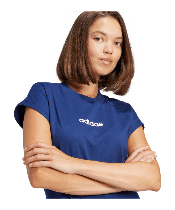 adidas Essentials Linear Cotton T-Shirt Blau - blau