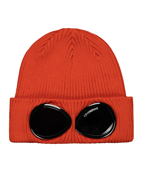 C.P. Company Cotton Goggle Beanie Orange - orange