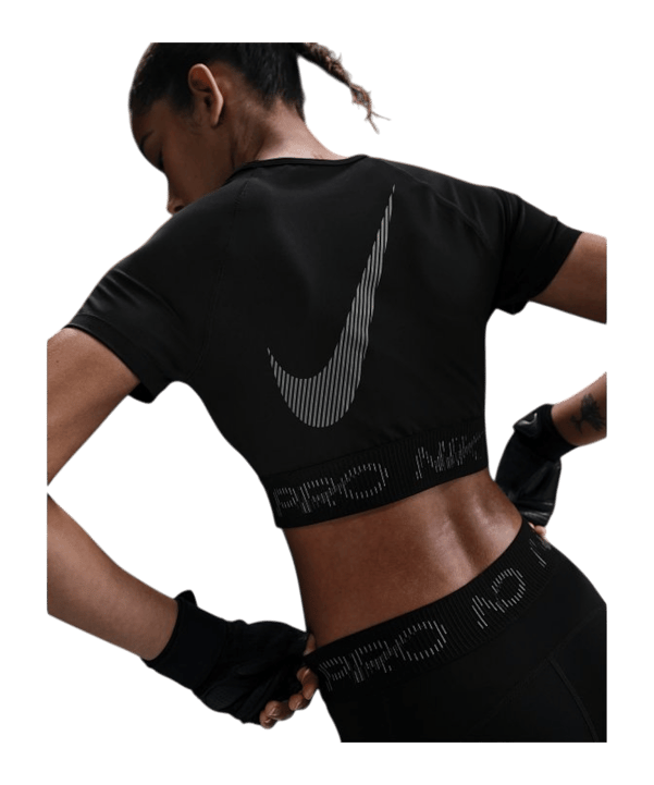 Nike Pro Cropped Graphic T-Shirt Damen Schwarz F010 - nero