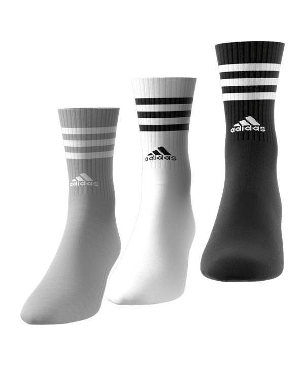 adidas 3S Cush Crew 3er Pack Socken Grau Weiss - grau