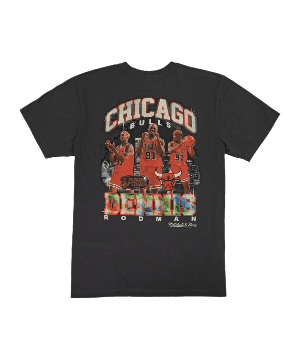 Mitchell and Ness Chicago Bulls NBA 96 Championship Dennis Rodman T-Shirt Schwarz - schwarz