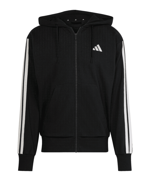 adidas Essentials 3 Stripes Kapuzenjacke Schwarz - schwarz