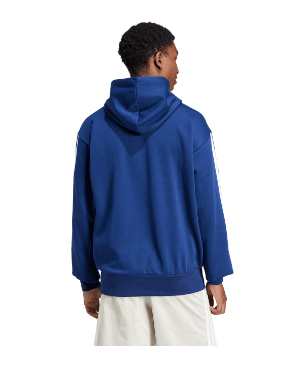 adidas Essentials Three Stripes Fleece Hoody Blu - blu
