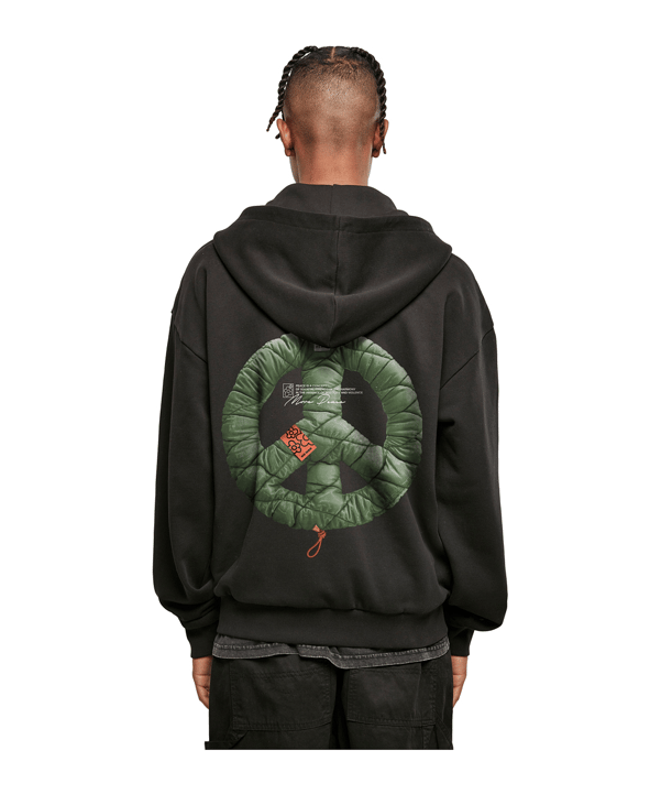 Mister Tee Peace Oversize Fullzip Hoody Schwarz - schwarz