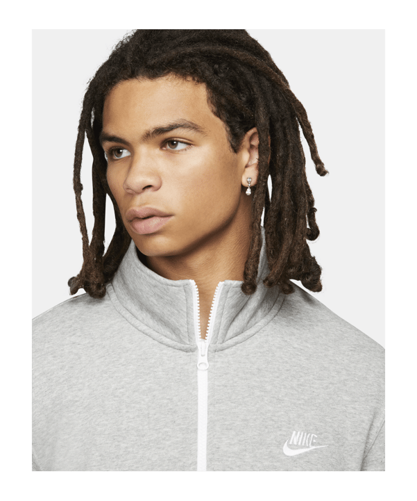 Nike Club HalfZip Sweatshirt Grau Weiss F066 - grau