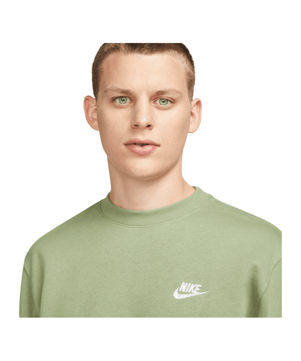Nike Club Crew Sweatshirt Grün Weiss F386 - gruen