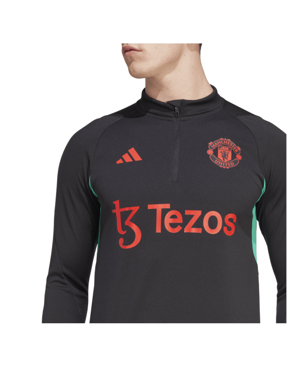 adidas Manchester United HalfZip Sweatshirt  Schwarz - schwarz