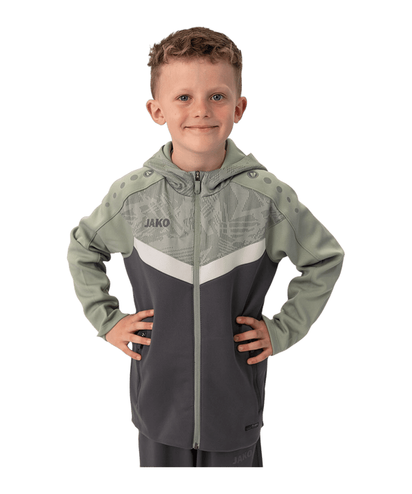 JAKO Icon Kapuzenjacke Kids Grau Grün F852 - grau