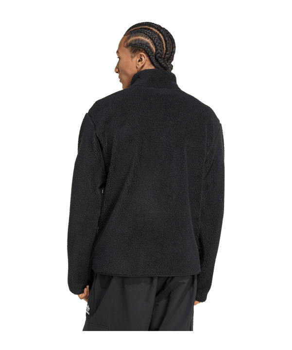 adidas Originals Trefoil Essentials Teddy Fleece Freizeitjacke Schwarz - schwarz