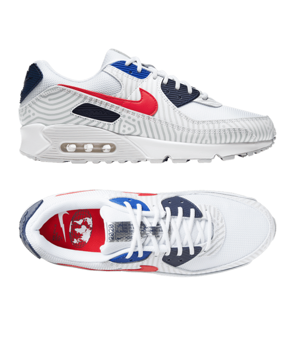 Nike Air Max 90 Weiss Rot F100 - weiss