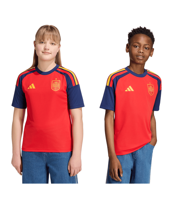 adidas FEF Spanien Fan Trikot Home WM 2026 Kids Rot - rot
