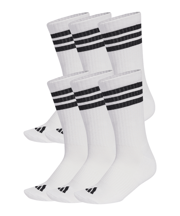 adidas 3 Stripes Crew 6er Pack Calze Bianco - bianco