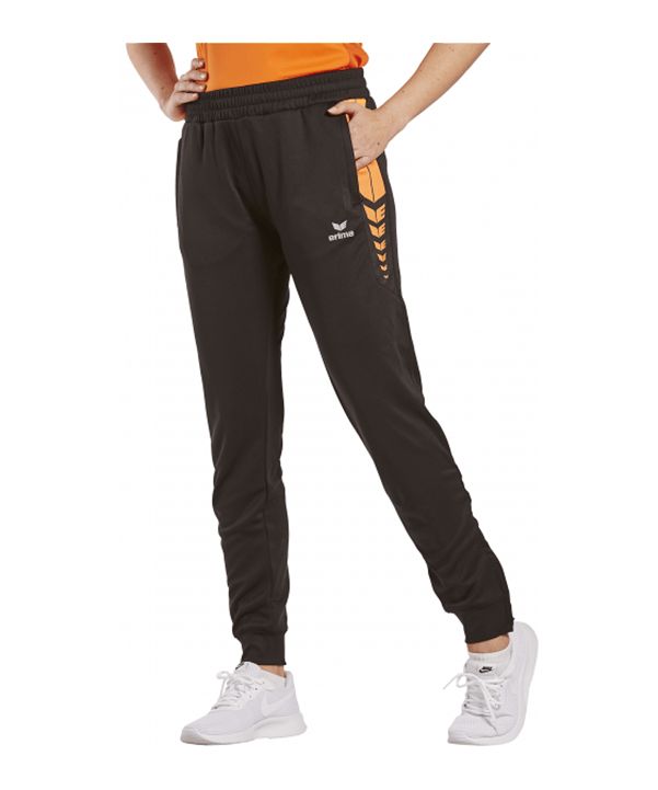 Erima Six Wings Worker Hose Damen Schwarz Orange - schwarz