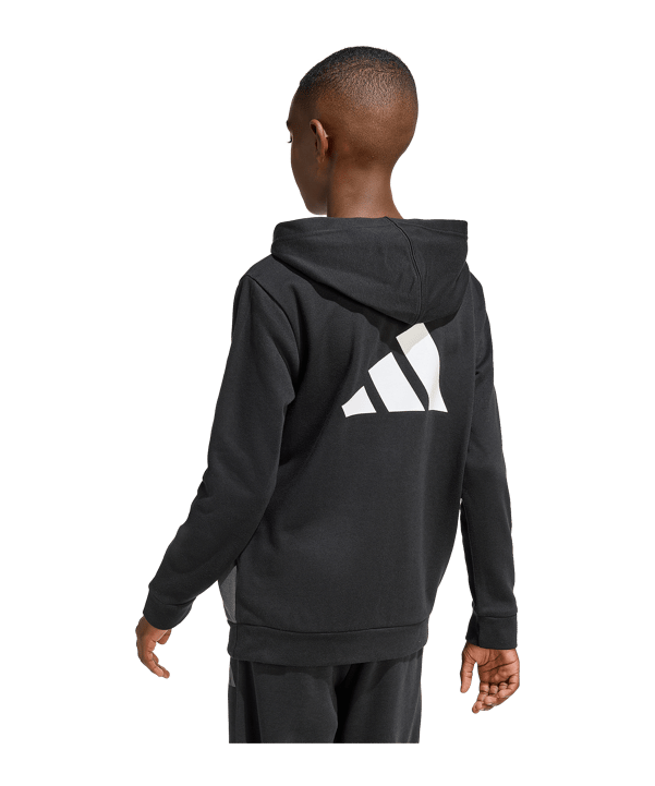 adidas Color Block Hoody Kids Schwarz - schwarz