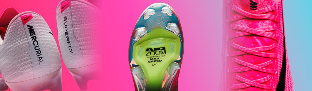 Nike Mercurial Superfly close-up highlighting Zoom Air technology and textured upper construction