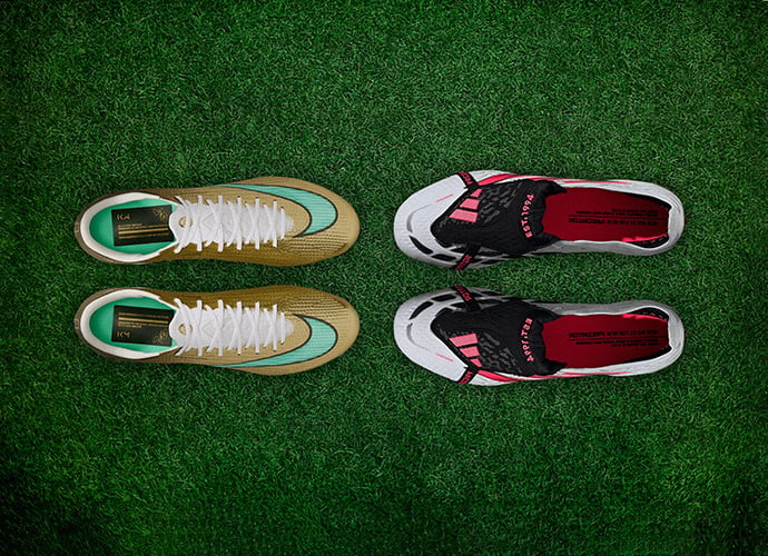 Comparison between a speed football boot and a comfortable boot for veterans