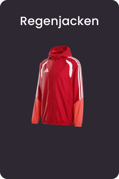 Red Adidas rain jacket with white stripes and hood - Shop football rain jackets at 11teamsports