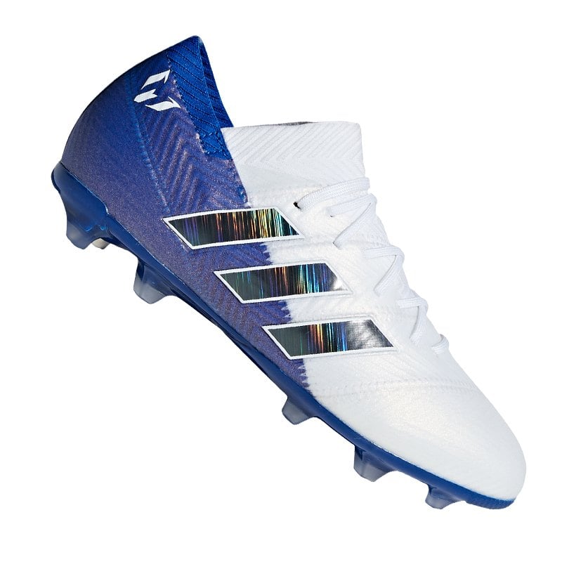 adidas NEMEZIZ Messi 18.1 FG J Kids Weiss Blau adidas NEMEZIZ Messi 18.1 FG J Kids Weiss Blau