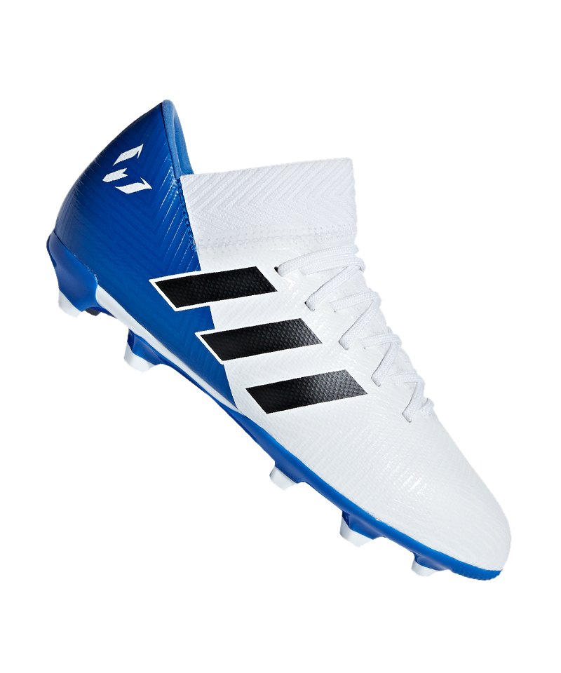 adidas NEMEZIZ Messi 18.3 FG J Kids Weiss Blau adidas NEMEZIZ Messi 18.3 FG J Kids Weiss Blau