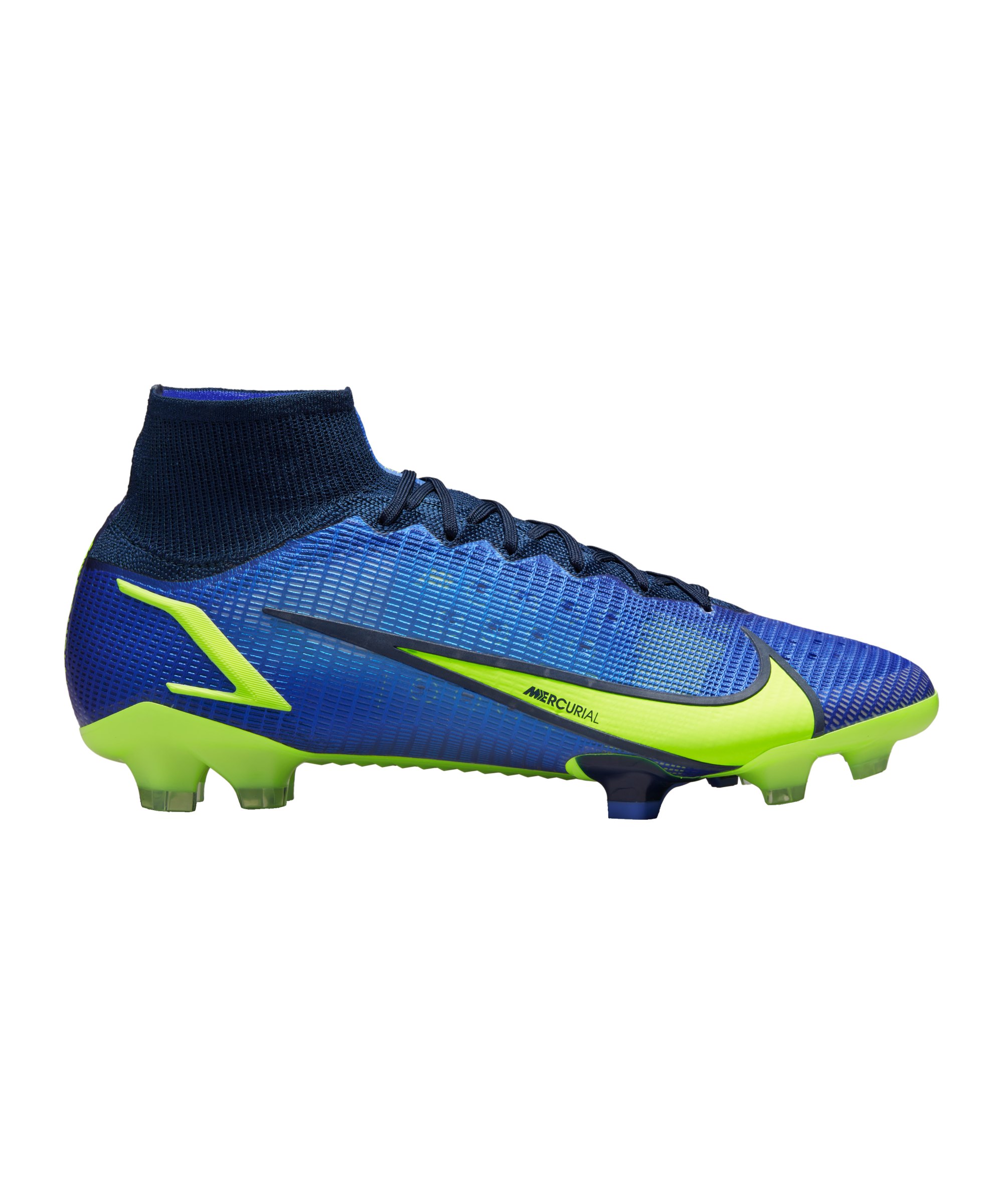 Nike Mercurial Superfly VIII Recharge Elite FG Blau Gelb