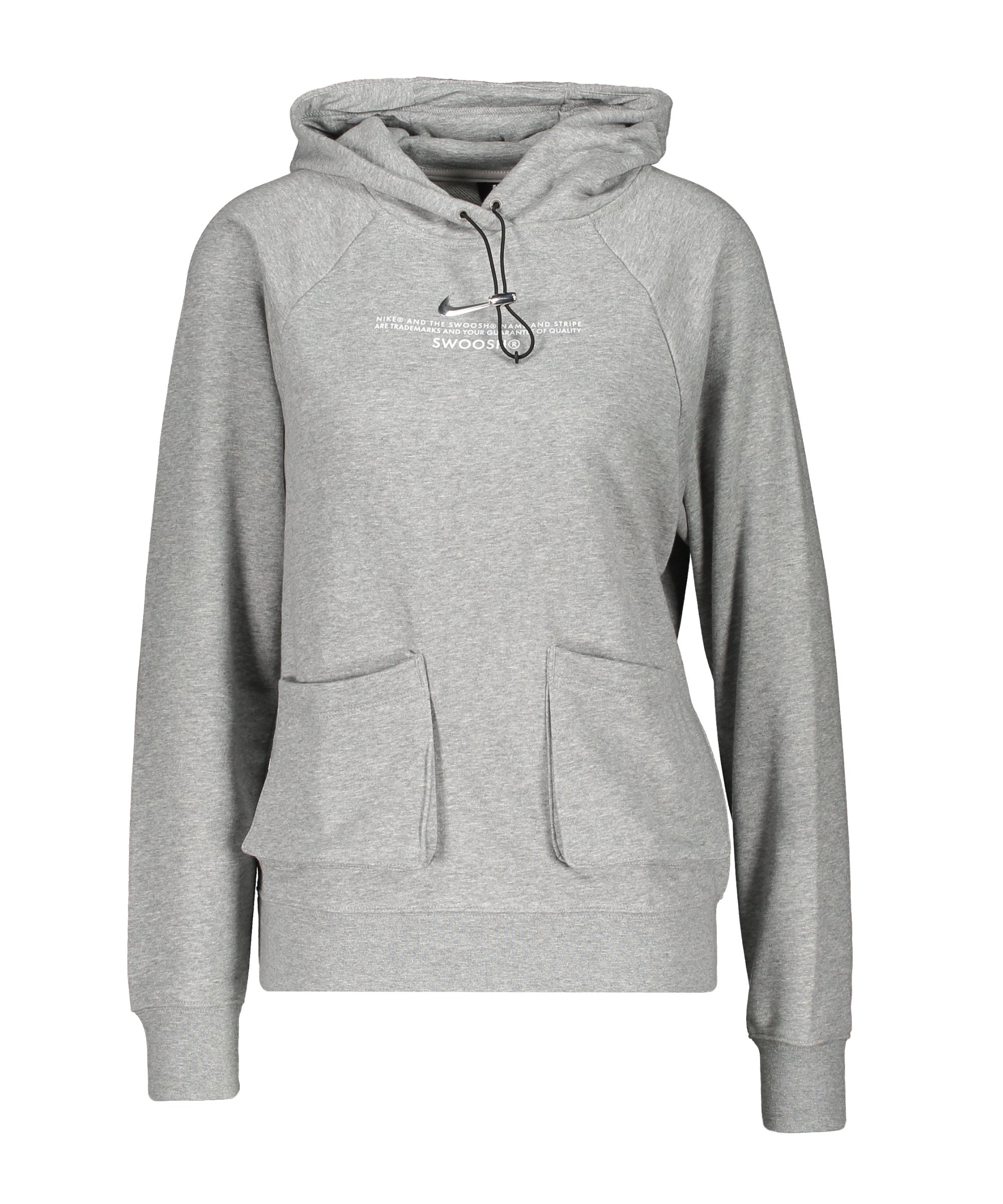 Nike Swoosh Fleece Hoody Damen Grau Weiss F063