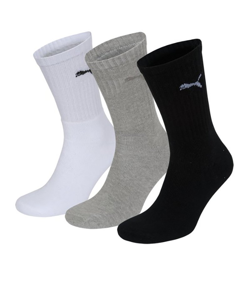 PUMA Sport 3er Pack Socken Weiss Grau Schwarz F325