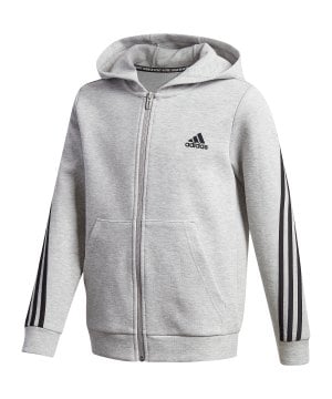 adidas-3-stripes-doubleknit-kapuzenjacke-kids-grau-ge0662-fussballtextilien_front.png
