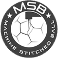 MSB-Logo von Derbystar - zu sehen ist die Grafik eines Balles mit Text außen herum, der erklärt, dass MSB die Abkürzung für MACHINE STITCHED BALL ist
