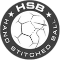 HSB-Logo von Derbystar - zu sehen ist die Grafik eines Balles mit Text außen herum, der erklärt, dass HSB die Abkürzung für HAND STITCHED BALL ist