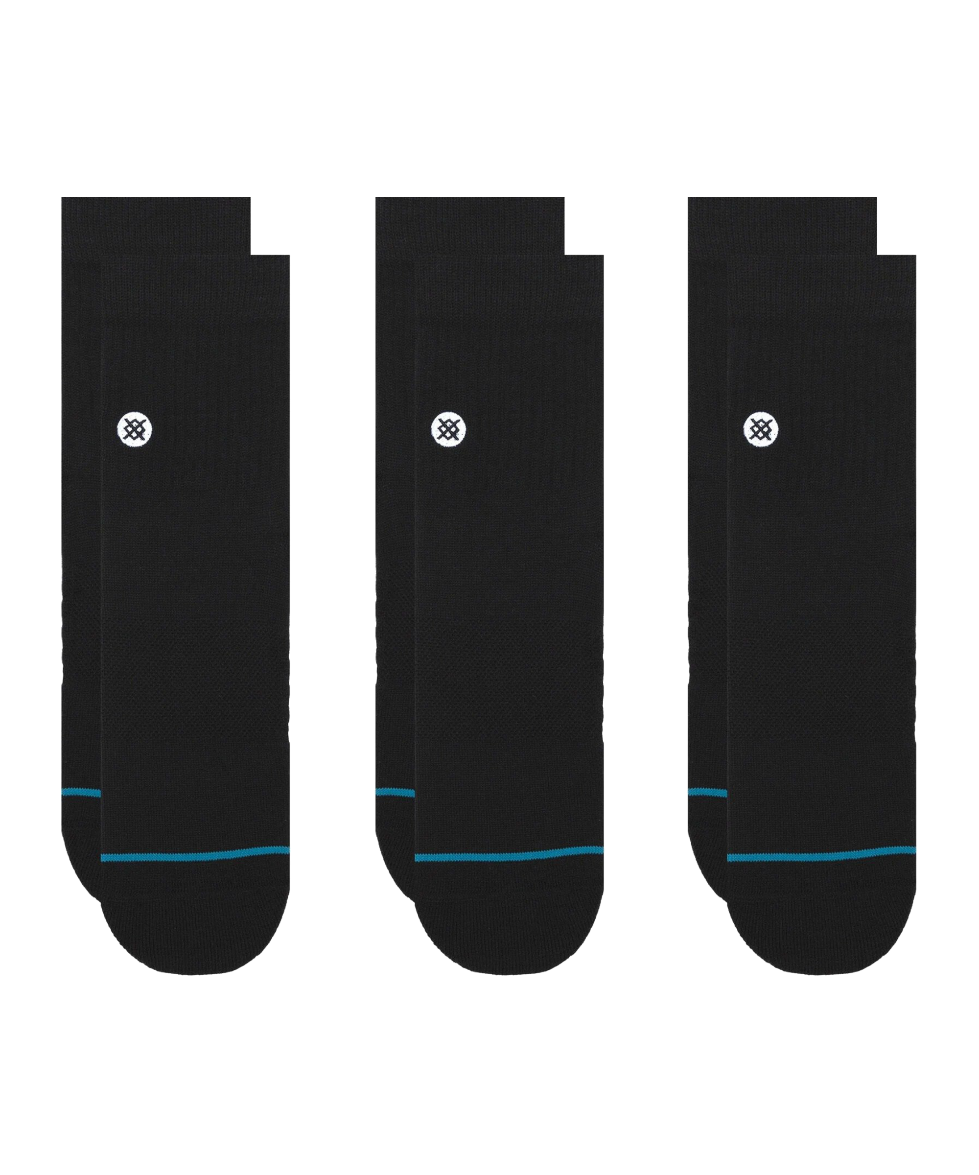Stance Icon Quarter Socken 3er Pack Schwarz - schwarz