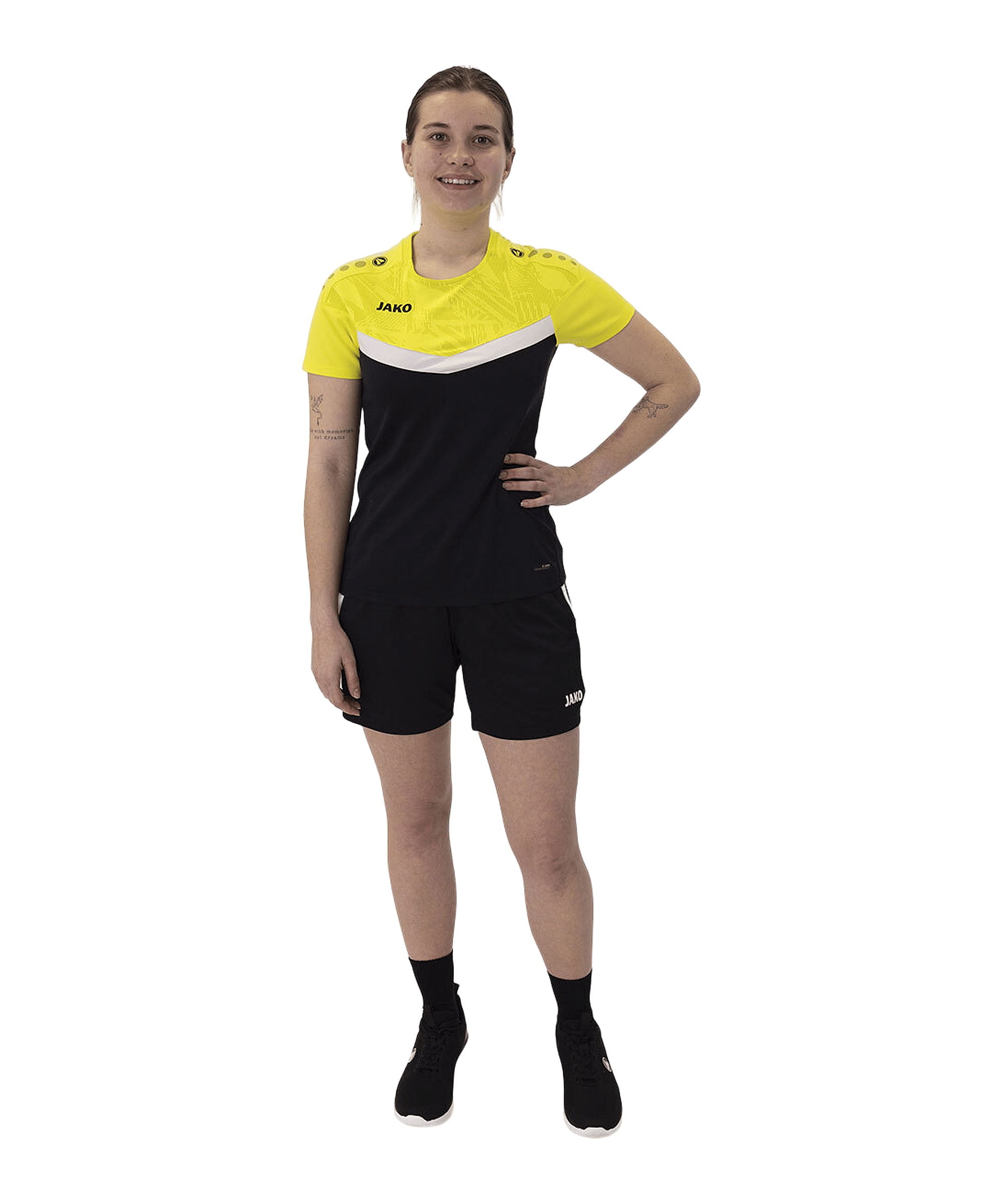 JAKO Iconic T-Shirt Damen Schwarz Gelb F808 - schwarz