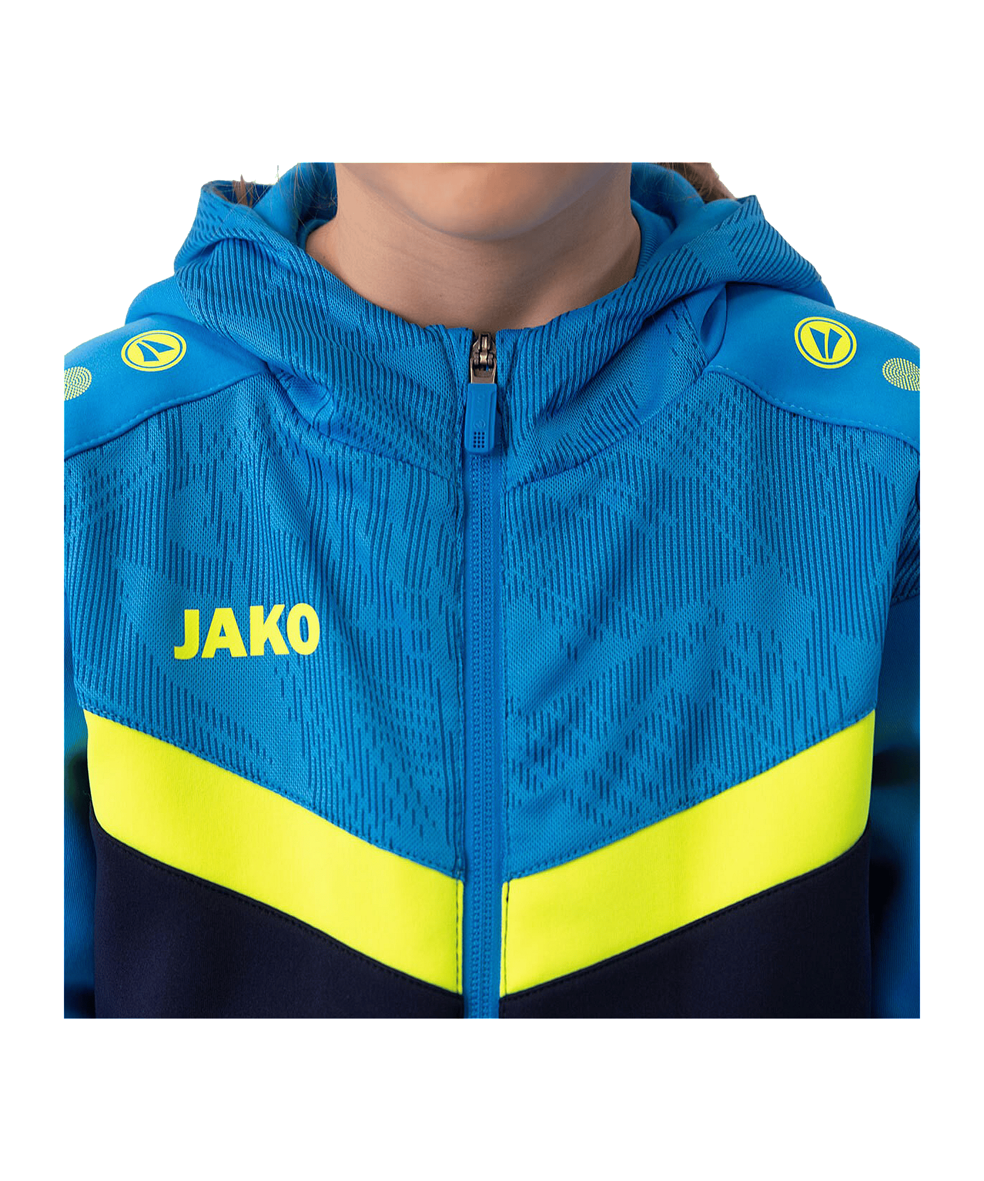 JAKO Iconic Kapuzenjacke Kids Blau Gelb F914 - blau