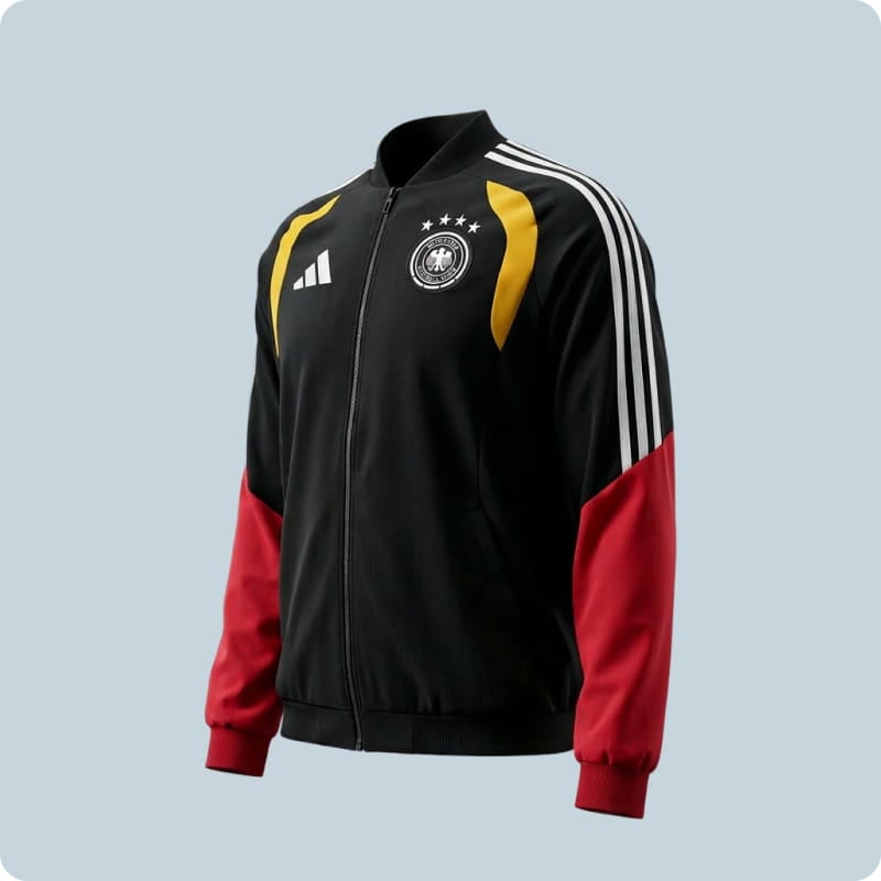 Black Germany training jacket with gold and red sleeves - Shop official DFB track jackets at 11teamsports