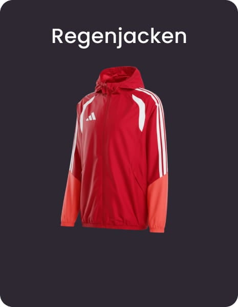 Red Adidas rain jacket with white stripes and hood - Shop football rain jackets at 11teamsports